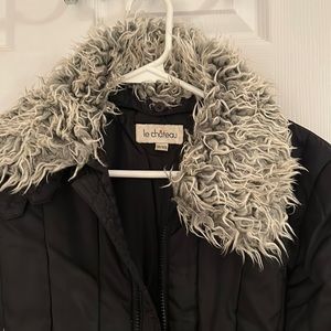 Black classic style winter jacket for ladies,size:TP/XS
